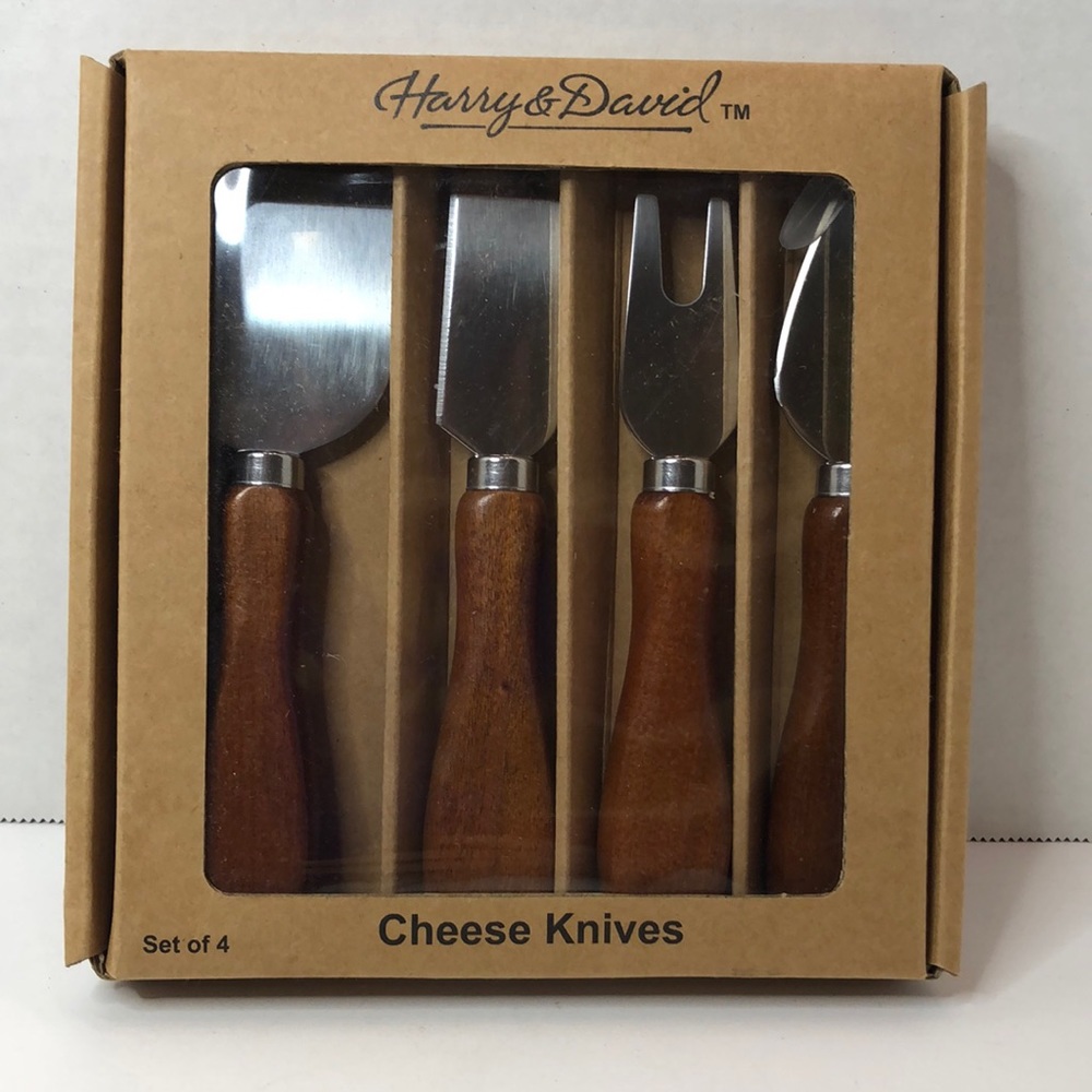 Harry & David Acacia Wood Cheese Knives NIB